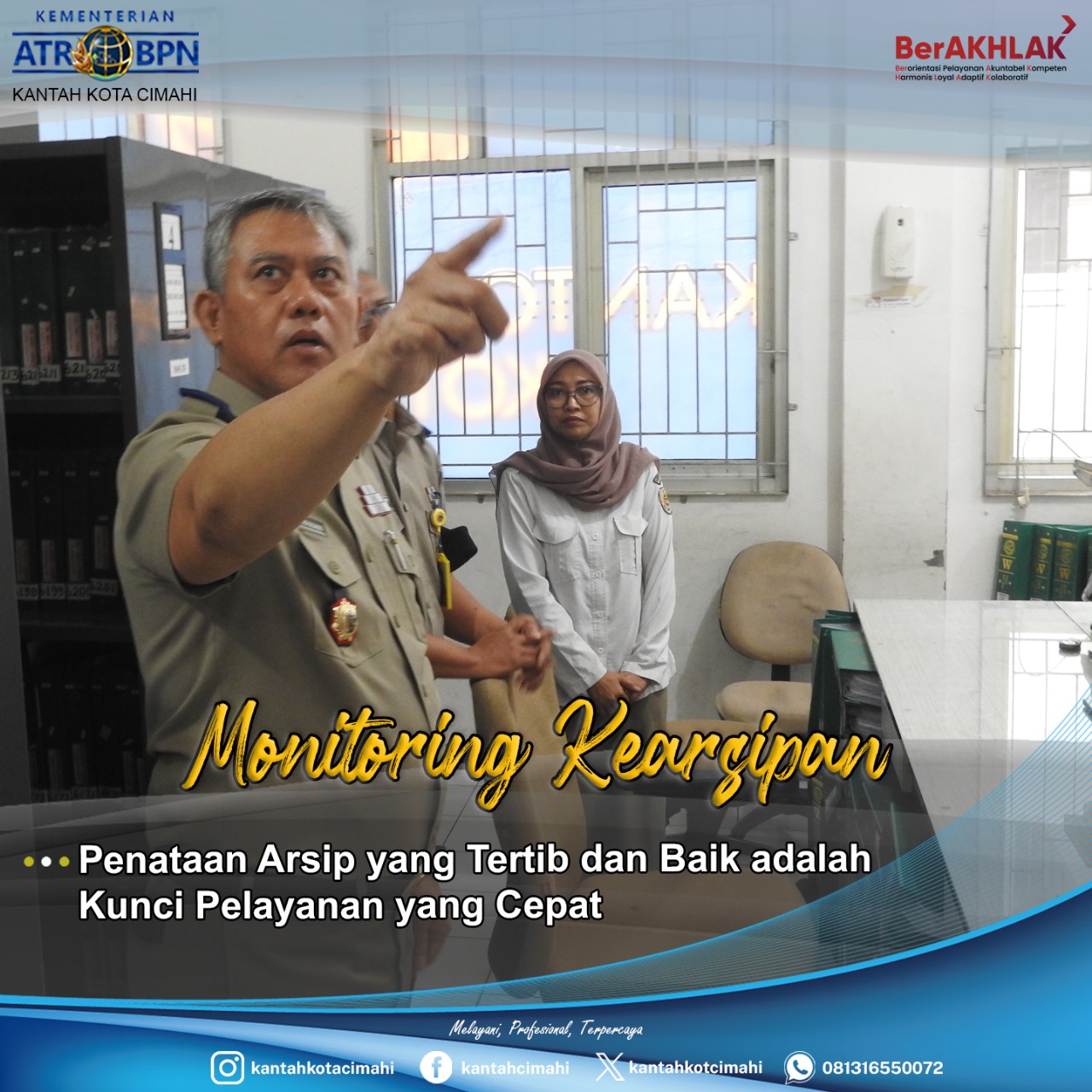 Plt Kepala Kantor Pertanahan Cimahi Tekankan Pentingnya Penataan Arsip untuk Pelayanan Cepat